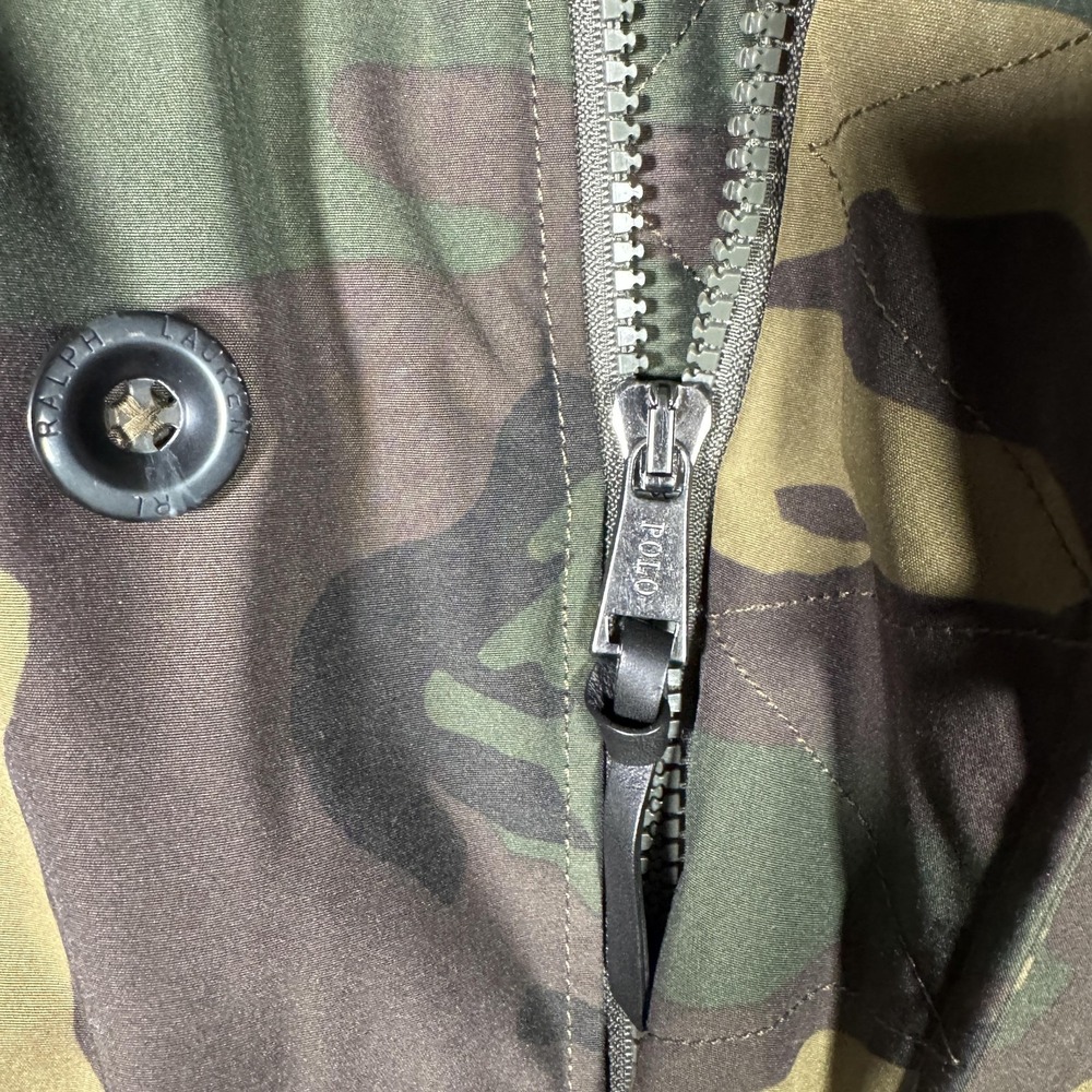 Polo Ralph Lauren Jacket Mens XL Green Camo Down Puffer Fur Trim Coat Bomber - Picture 3 of 16